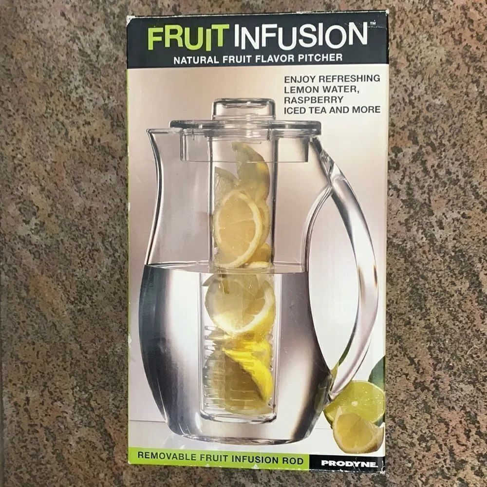 Prodyne Fruit Infusion Natural Flavor Pitcher Store Refrigerator Removable Rod